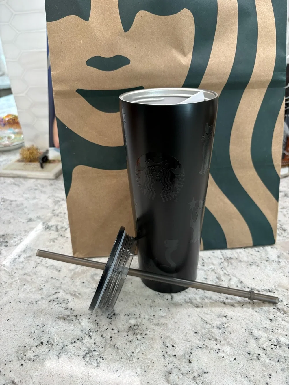 Starbucks Black Cat Tumbler Glow in the Dark 2026 Halloween SS Tumbler. NWT.HTF